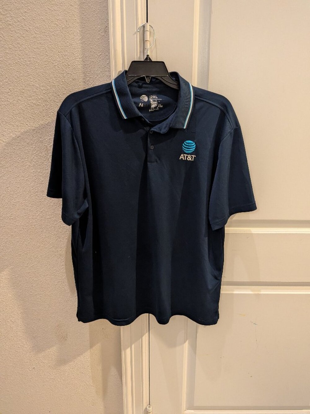 AT&T Employee Polo Shirt Mens 2XL Blue Short Sleeve Uniform Work Wear